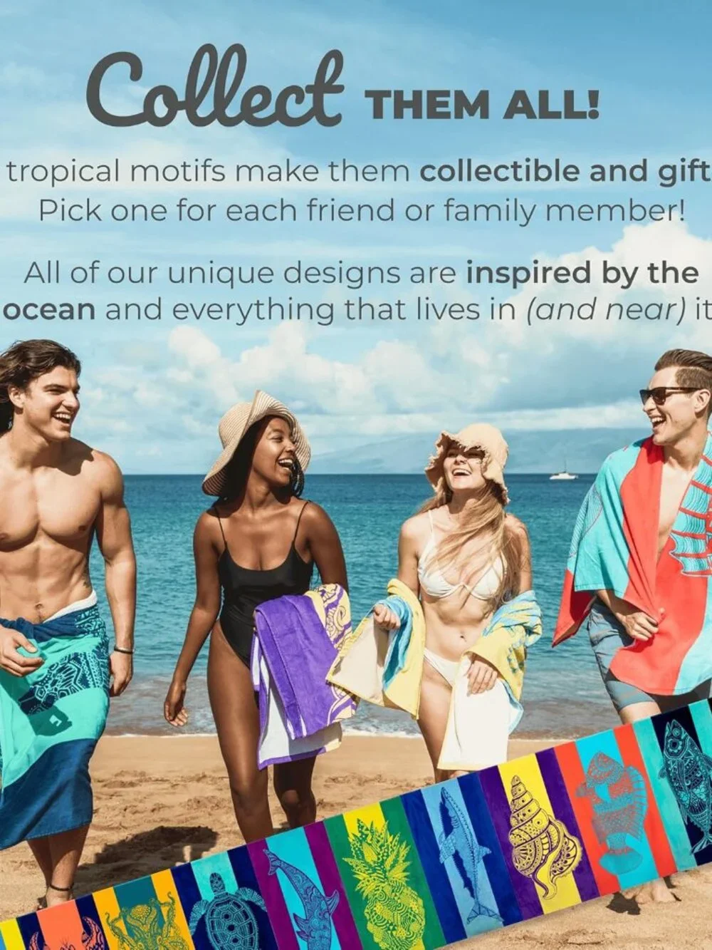 Turtle Beach Towel – Tropical Blue Colors with A Unique Design, Extra Large, XL